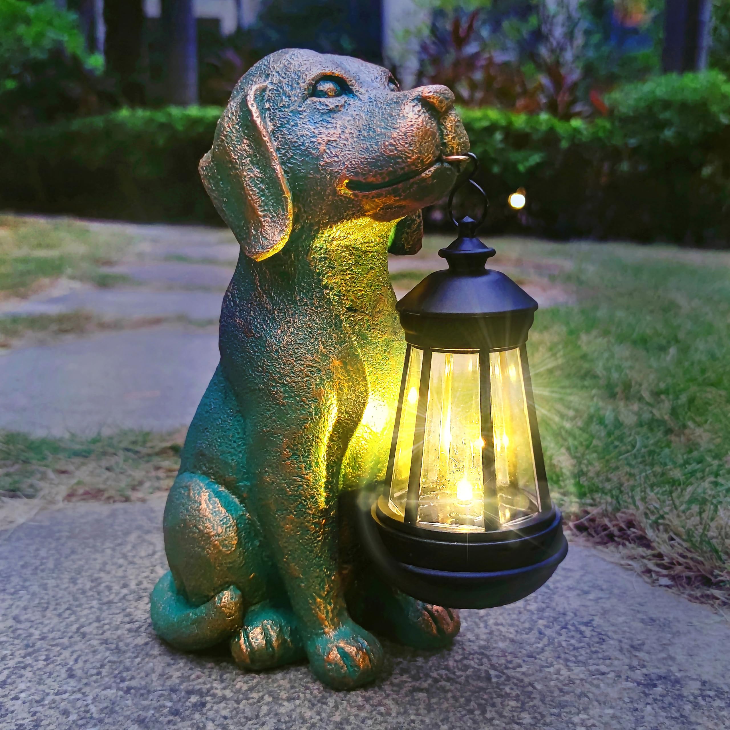 Amazon.com: Dog Garden Statues with Solar Lantern Outdoor Decor